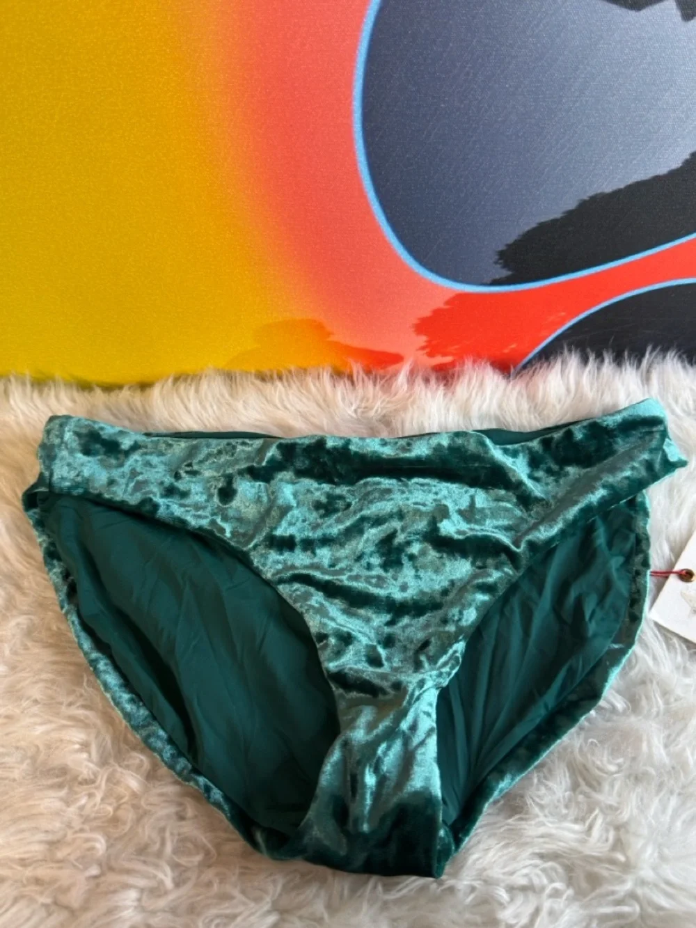 NWT Red Carter Teal One-Shoulder Velvet Bikini‎ Bottom Sz S (TXABIN)